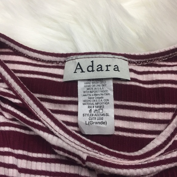 Adara Red & White Striped Twist Front Crop Top L - Picture 2 of 7